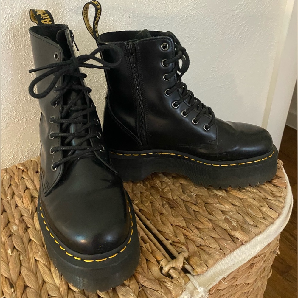 Dr. Martens Black Combat Boots with Chunky Sole
